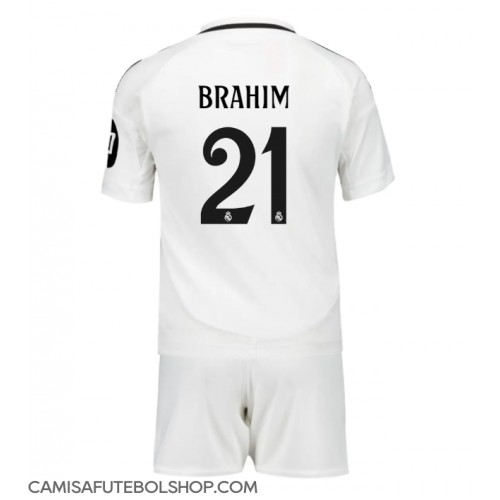 Camisa de time de futebol Real Madrid Brahim Diaz #21 Replicas 1º Equipamento Infantil 2024-25 Manga Curta (+ Calças curtas)